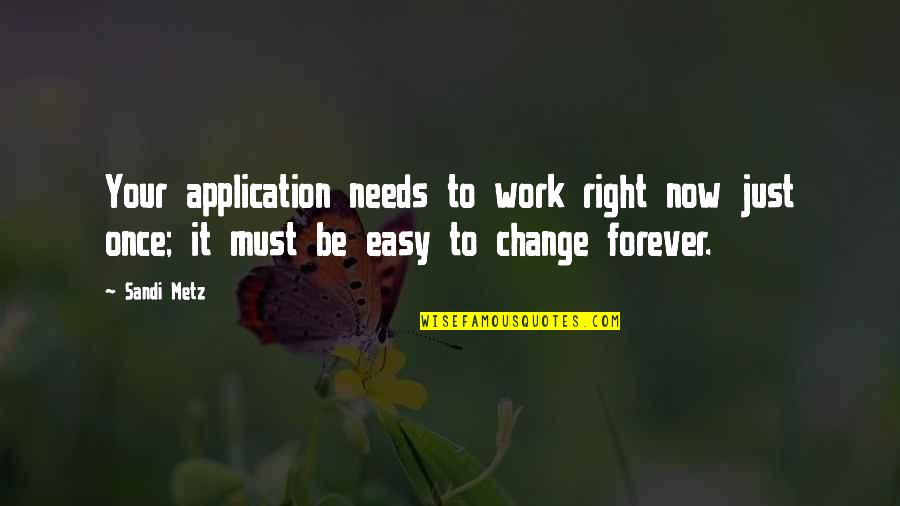 Avantgarde Quotes By Sandi Metz: Your application needs to work right now just