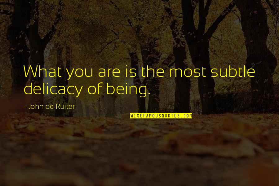 Avellanas Quotes By John De Ruiter: What you are is the most subtle delicacy Avellanas Quotes By John De Ruiter: What you are is the most subtle delicacy