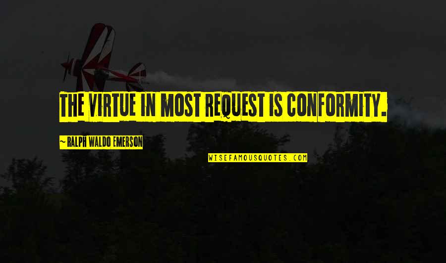 Aversion Quotes By Ralph Waldo Emerson: The virtue in most request is conformity.