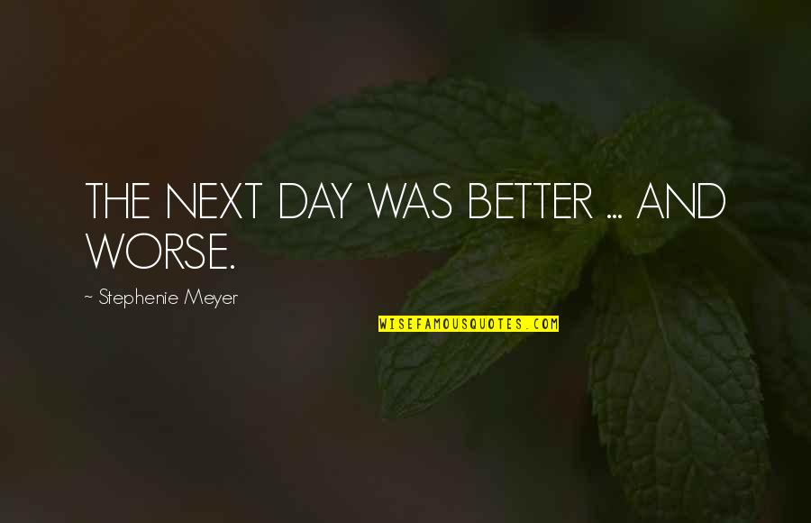 Avery Lazar Quotes By Stephenie Meyer: THE NEXT DAY WAS BETTER ... AND WORSE.