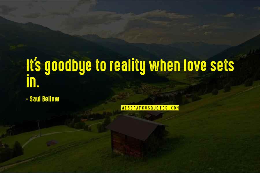 Avessos Contos Quotes By Saul Bellow: It's goodbye to reality when love sets in.