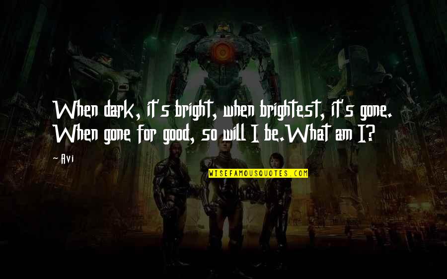 Avi Quotes By Avi: When dark, it's bright, when brightest, it's gone.