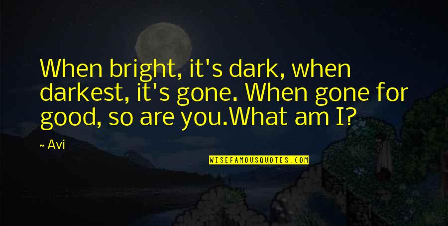 Avi Quotes By Avi: When bright, it's dark, when darkest, it's gone.