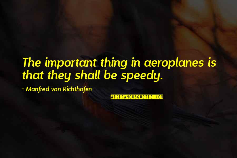 Aviation's Quotes By Manfred Von Richthofen: The important thing in aeroplanes is that they
