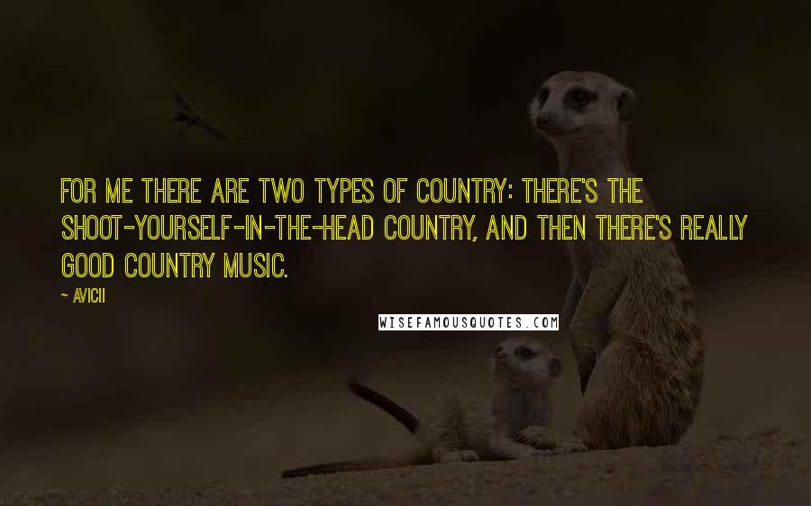 Avicii quotes: For me there are two types of country: There's the shoot-yourself-in-the-head country, and then there's really good country music.