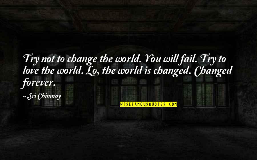 Avidly Mobile Quotes By Sri Chinmoy: Try not to change the world. You will