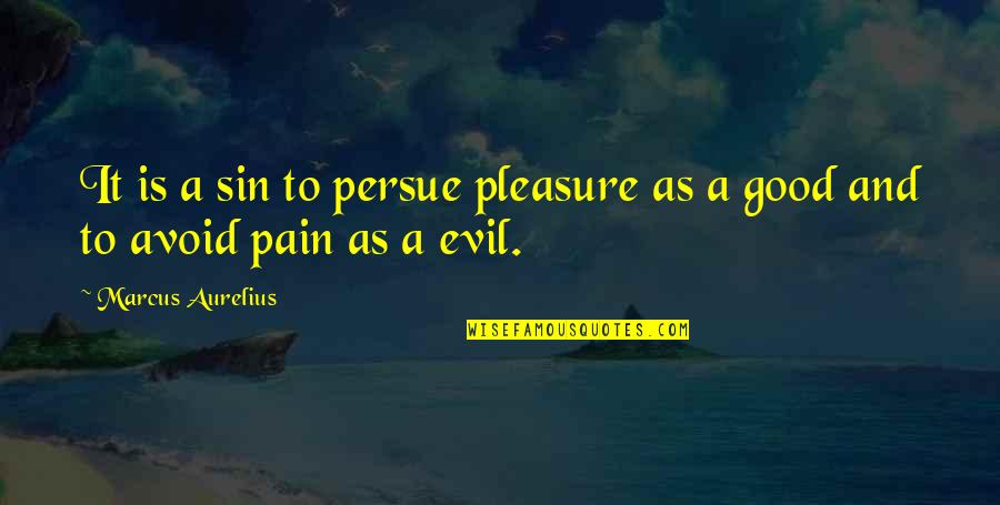 Avoid Evil Quotes By Marcus Aurelius: It is a sin to persue pleasure as
