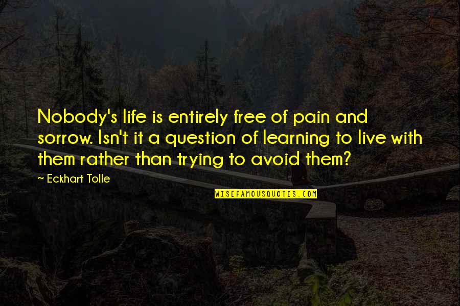 Avoid Too Many Quotes By Eckhart Tolle: Nobody's life is entirely free of pain and