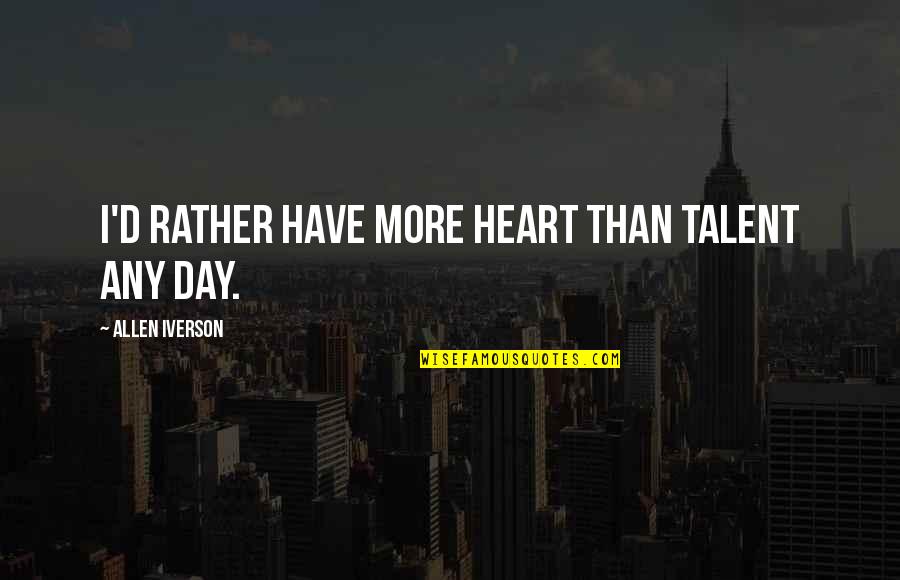 Avoid Use Of Plastics Quotes By Allen Iverson: I'd rather have more heart than talent any Avoid Use Of Plastics Quotes By Allen Iverson: I'd rather have more heart than talent any