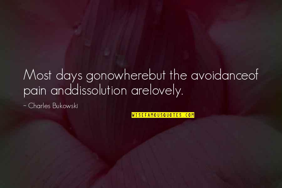 Avoidance Quotes By Charles Bukowski: Most days gonowherebut the avoidanceof pain anddissolution arelovely.