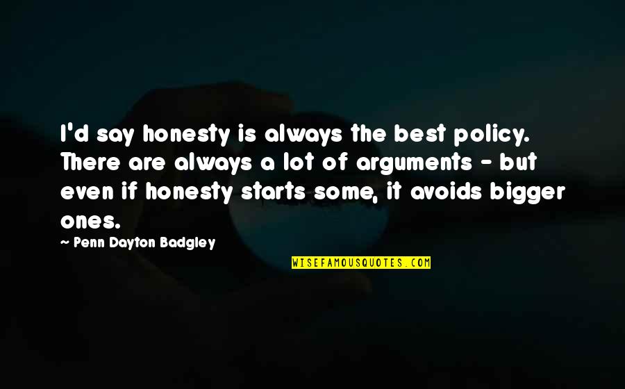 Avoids Quotes By Penn Dayton Badgley: I'd say honesty is always the best policy.