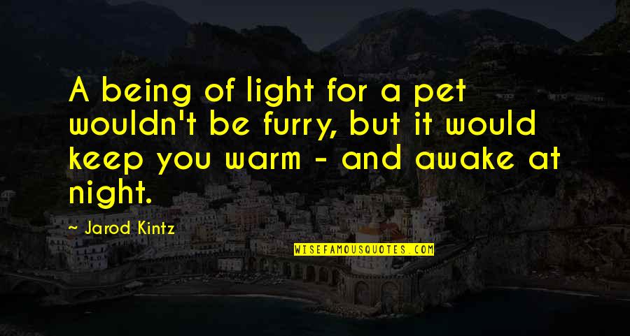 Awake In Night Quotes By Jarod Kintz: A being of light for a pet wouldn't Awake In Night Quotes By Jarod Kintz: A being of light for a pet wouldn't