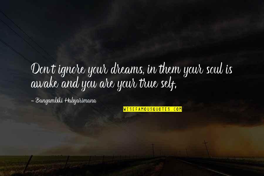 Awaken My Soul Quotes By Bangambiki Habyarimana: Don't ignore your dreams, in them your soul