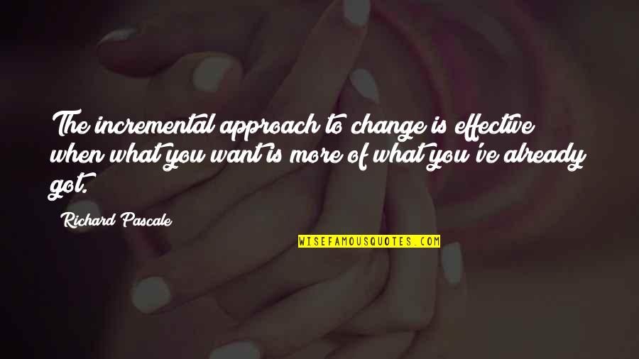 Awaken The Mind Quotes By Richard Pascale: The incremental approach to change is effective when