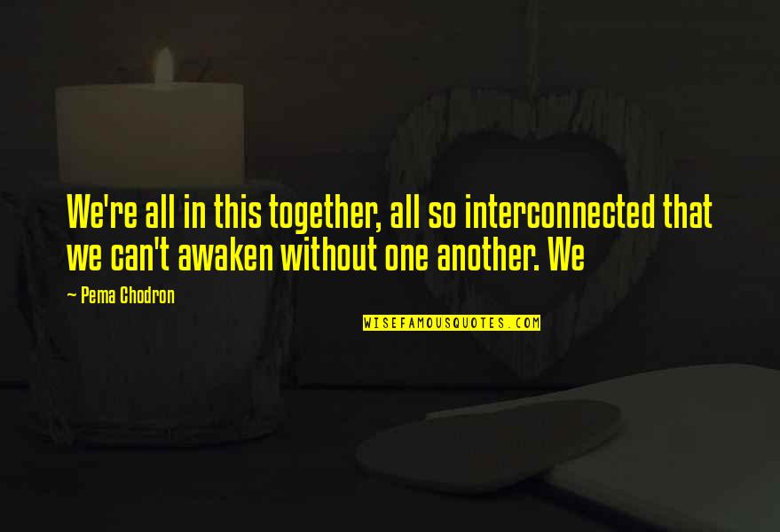 Awaken'd Quotes By Pema Chodron: We're all in this together, all so interconnected
