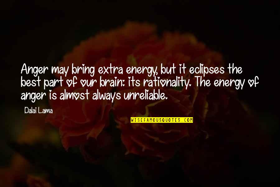 Awakening Best Quotes By Dalai Lama: Anger may bring extra energy, but it eclipses