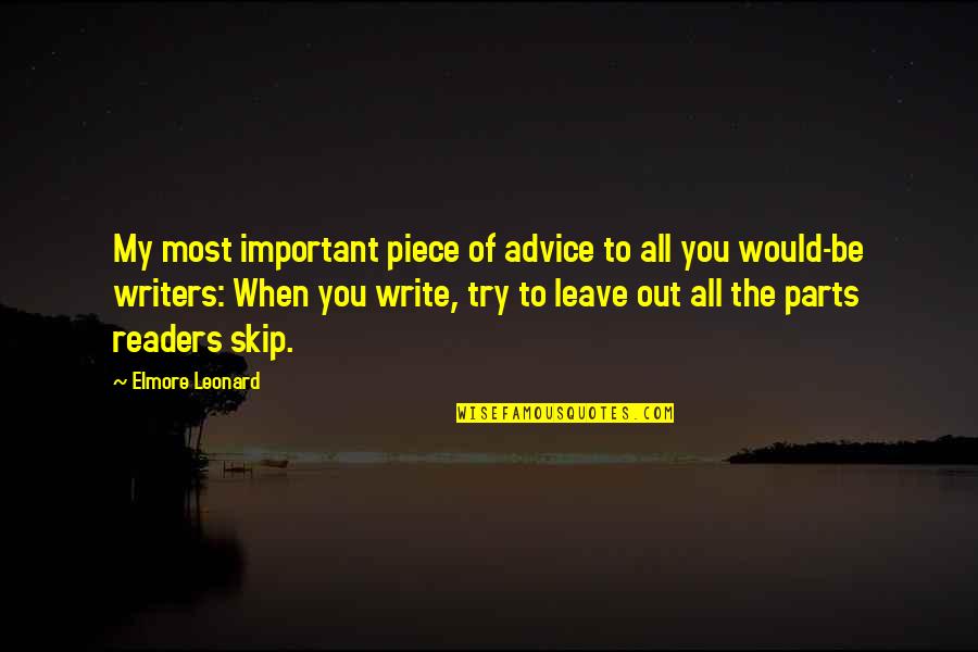 Award Ceremony Invitation Quotes By Elmore Leonard: My most important piece of advice to all