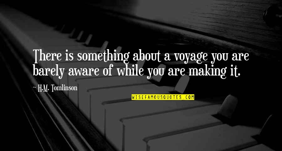 Aware Of Quotes By H.M. Tomlinson: There is something about a voyage you are