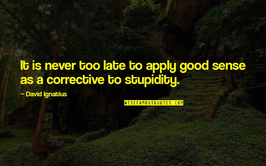 Aware Wolf Quotes By David Ignatius: It is never too late to apply good