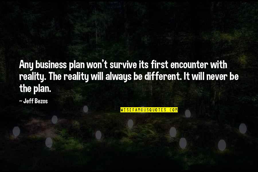 Awareness And Attitudes Quotes By Jeff Bezos: Any business plan won't survive its first encounter