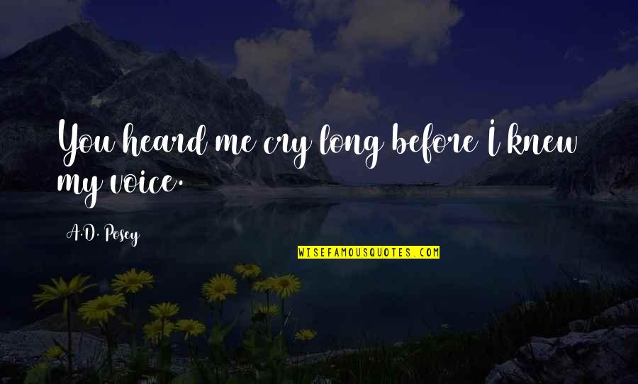 Awareness Love Quotes By A.D. Posey: You heard me cry long before I knew