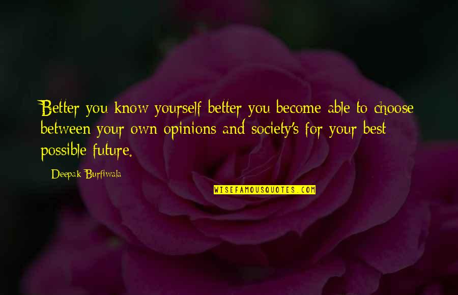 Awareness's Quotes By Deepak Burfiwala: Better you know yourself better you become able