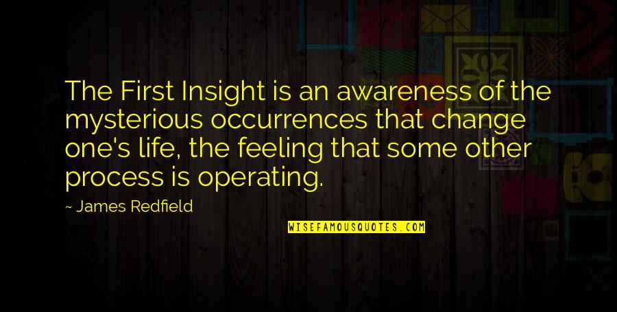 Awareness's Quotes By James Redfield: The First Insight is an awareness of the