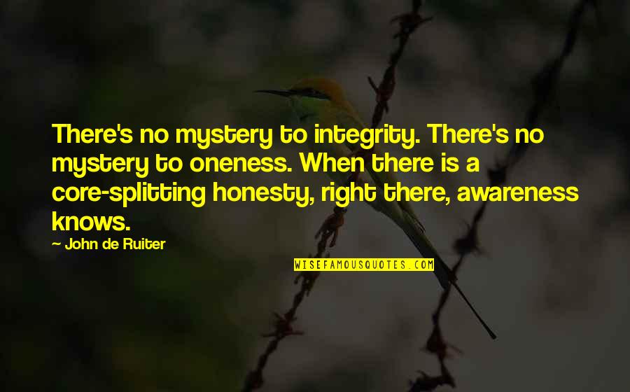 Awareness's Quotes By John De Ruiter: There's no mystery to integrity. There's no mystery