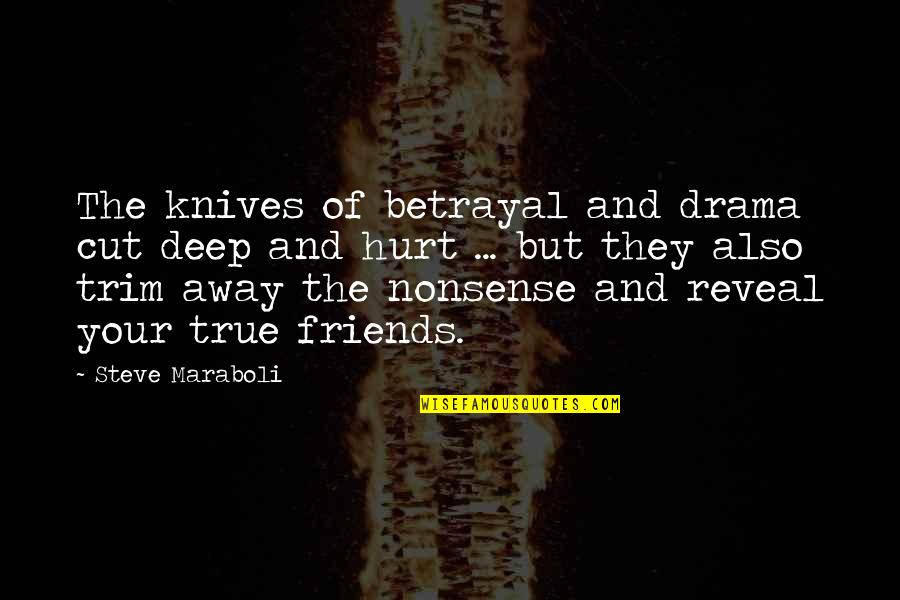 Away From Friends Quotes By Steve Maraboli: The knives of betrayal and drama cut deep