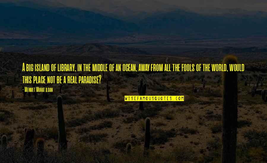 Away From World Quotes By Mehmet Murat Ildan: A big island of library, in the middle Away From World Quotes By Mehmet Murat Ildan: A big island of library, in the middle