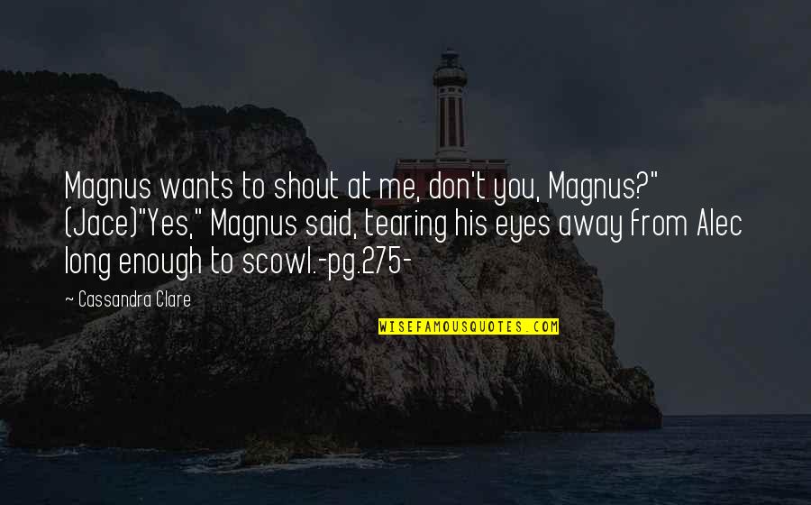 Away From You Quotes By Cassandra Clare: Magnus wants to shout at me, don't you,