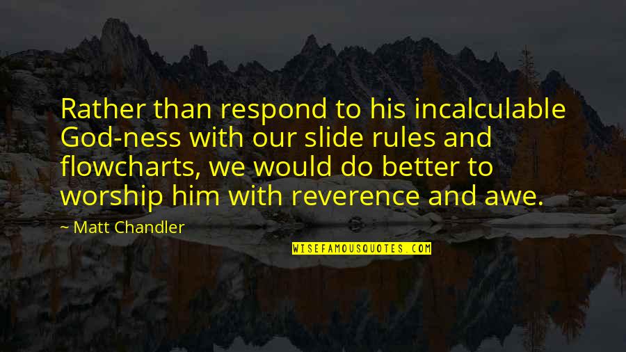 Awe Quotes By Matt Chandler: Rather than respond to his incalculable God-ness with