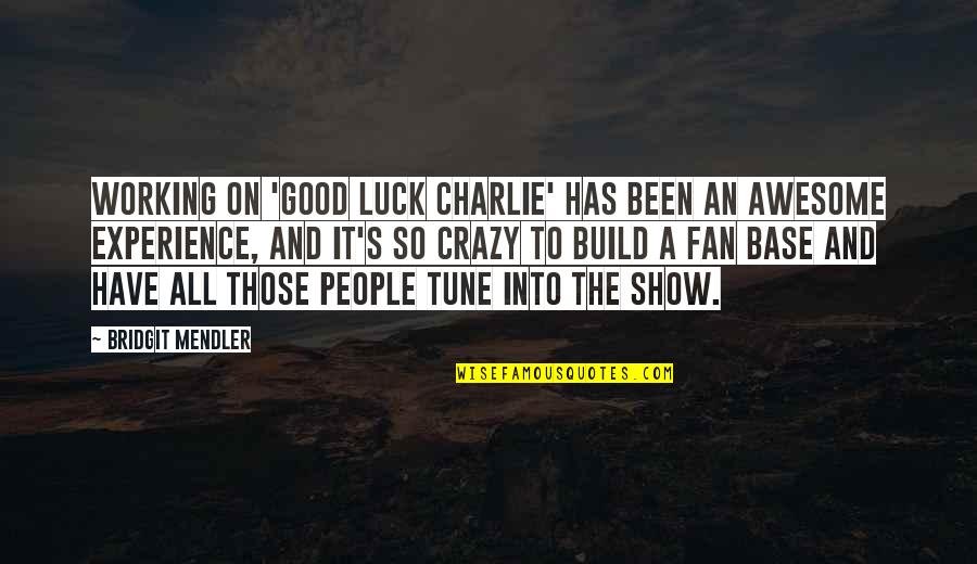 Awesome Experience Quotes By Bridgit Mendler: Working on 'Good Luck Charlie' has been an Awesome Experience Quotes By Bridgit Mendler: Working on 'Good Luck Charlie' has been an