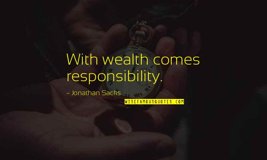 Awesome Facebook Photo Quotes By Jonathan Sacks: With wealth comes responsibility.