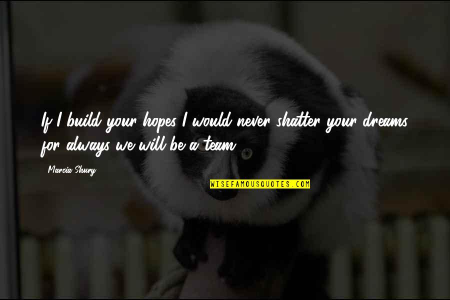 Awesome Moment Quotes By Marcia Shury: If I build your hopes I would never Awesome Moment Quotes By Marcia Shury: If I build your hopes I would never