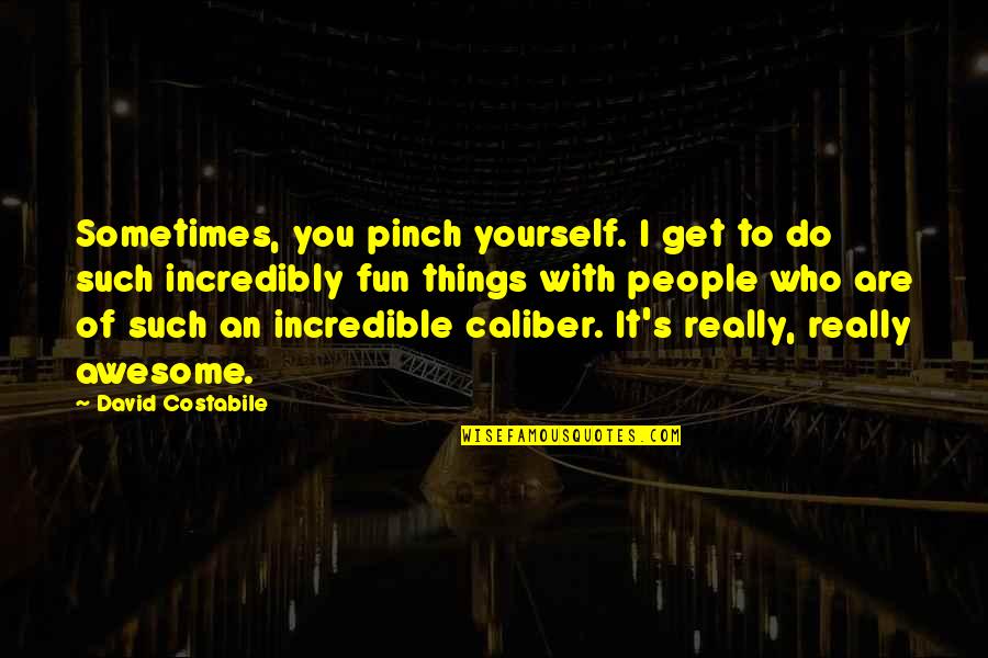 Awesome People Quotes By David Costabile: Sometimes, you pinch yourself. I get to do