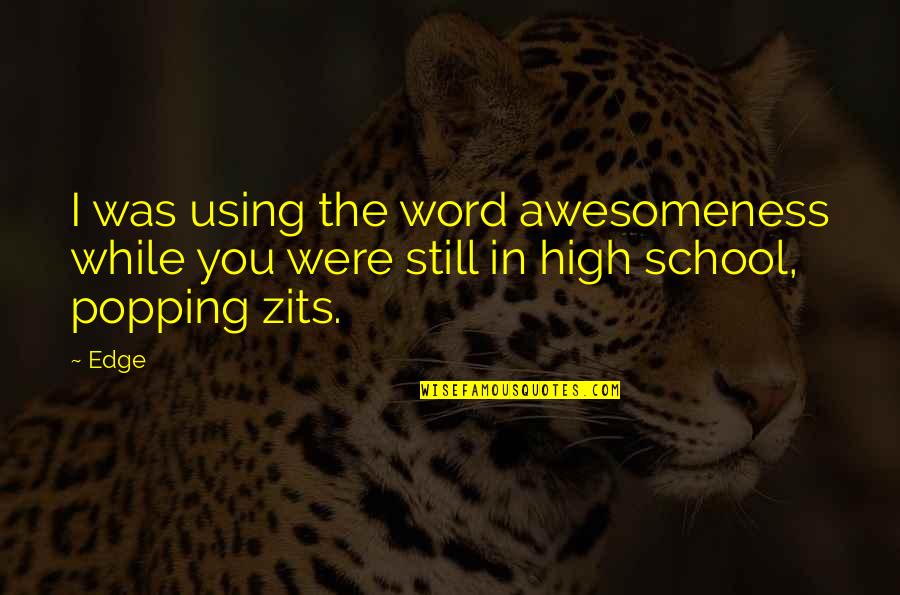 Awesomeness Quotes By Edge: I was using the word awesomeness while you