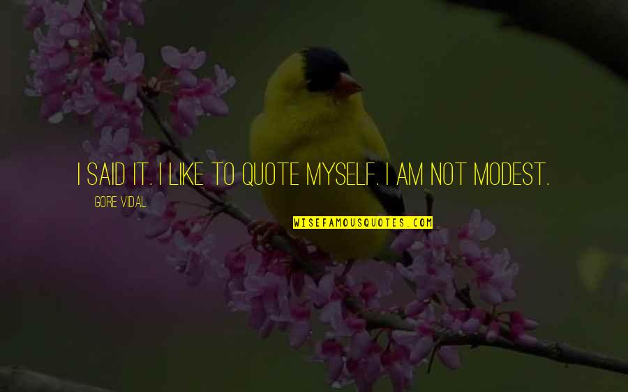 Awful Day Funny Quotes By Gore Vidal: I said it. I like to quote myself.