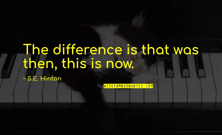 Awodele Omilami Quotes By S.E. Hinton: The difference is that was then, this is Awodele Omilami Quotes By S.E. Hinton: The difference is that was then, this is
