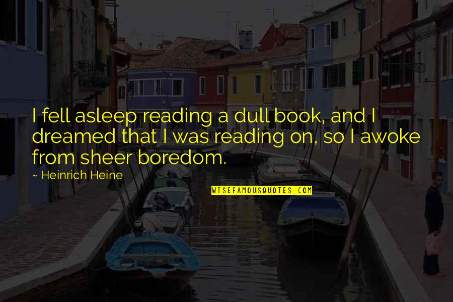 Awoke Quotes By Heinrich Heine: I fell asleep reading a dull book, and