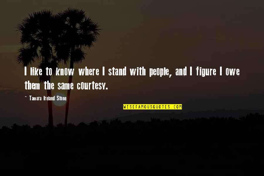 Aww Friend Quotes By Tamara Ireland Stone: I like to know where I stand with