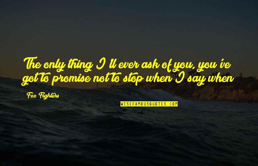 Aww So Sweet Quotes By Foo Fighters: The only thing I'll ever ask of you,