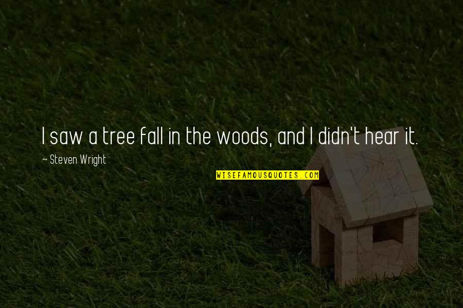 Awww Gif Quotes By Steven Wright: I saw a tree fall in the woods,