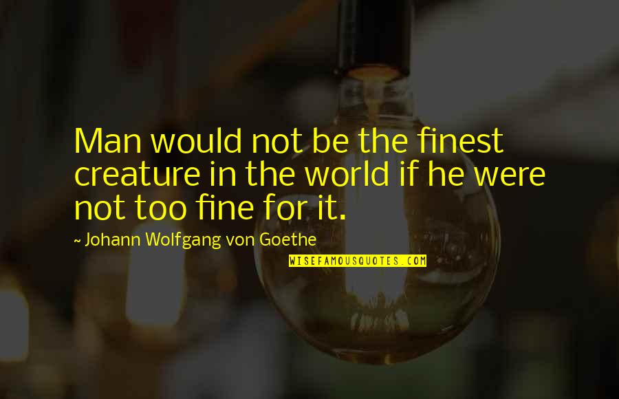Axiology Quotes By Johann Wolfgang Von Goethe: Man would not be the finest creature in