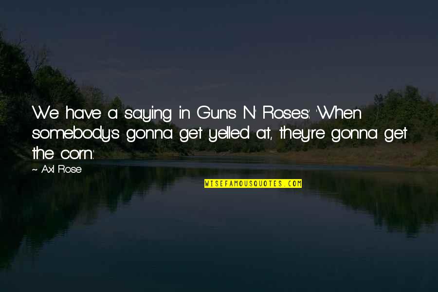 Axl Quotes By Axl Rose: We have a saying in Guns N' Roses: