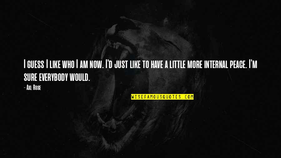 Axl Rose Quotes By Axl Rose: I guess I like who I am now. Axl Rose Quotes By Axl Rose: I guess I like who I am now.