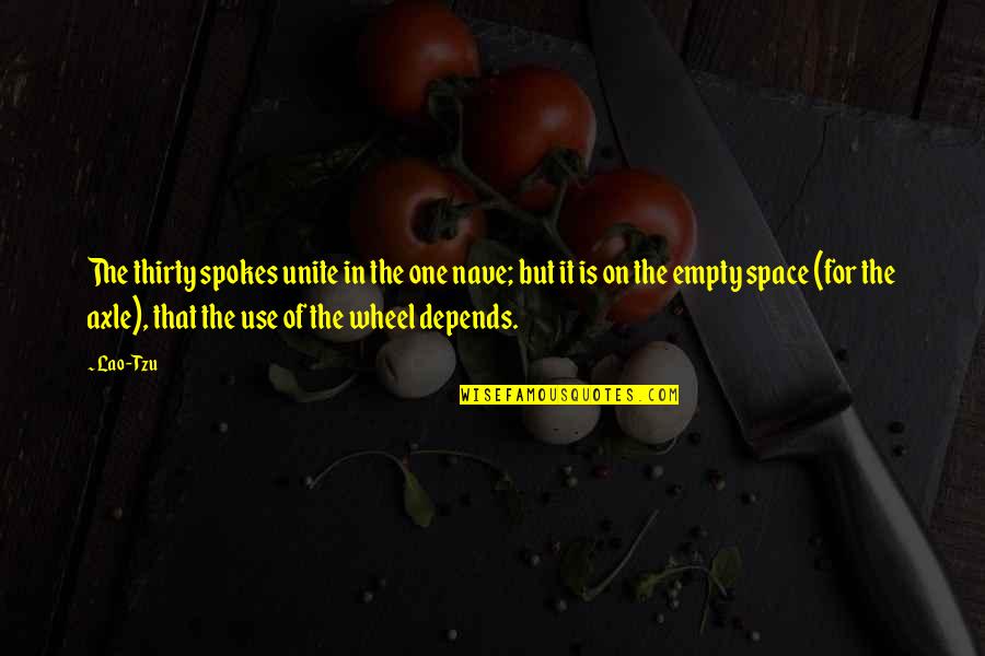 Axle Quotes By Lao-Tzu: The thirty spokes unite in the one nave;
