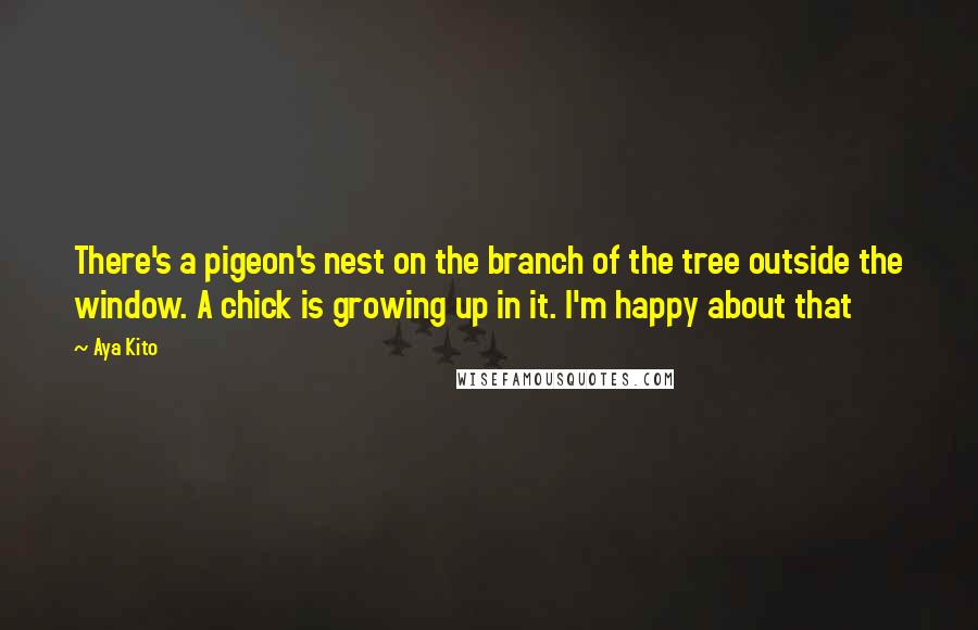 Aya Kito quotes: There's a pigeon's nest on the branch of the tree outside the window. A chick is growing up in it. I'm happy about that Aya Kito quotes: There's a pigeon's nest on the branch of the tree outside the window. A chick is growing up in it. I'm happy about that
