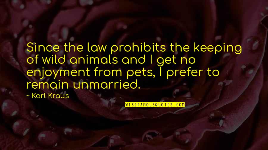 Ayako Quotes By Karl Kraus: Since the law prohibits the keeping of wild Ayako Quotes By Karl Kraus: Since the law prohibits the keeping of wild