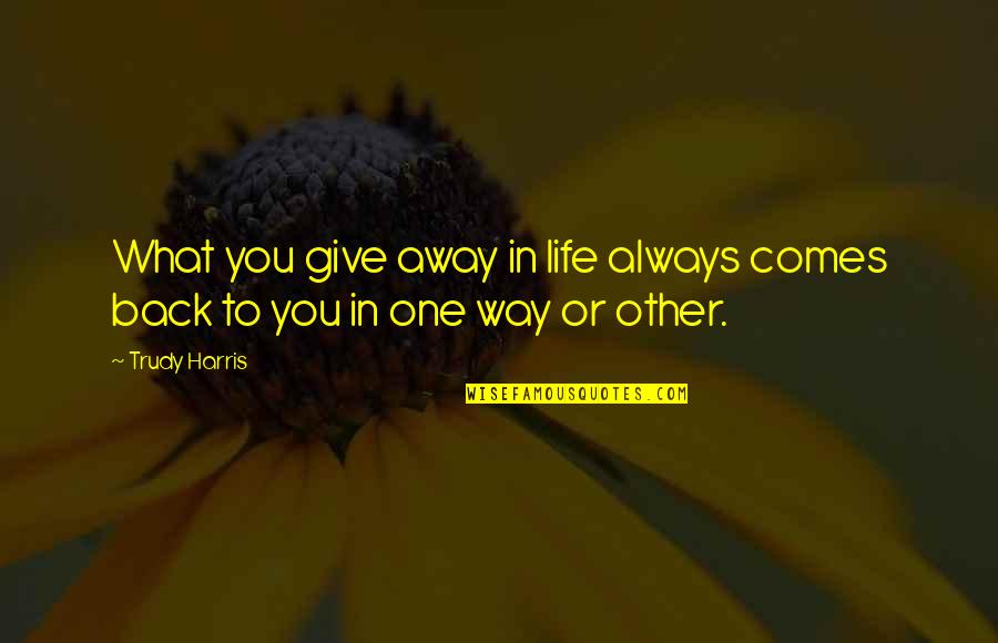 Ayasa The Reason Quotes By Trudy Harris: What you give away in life always comes